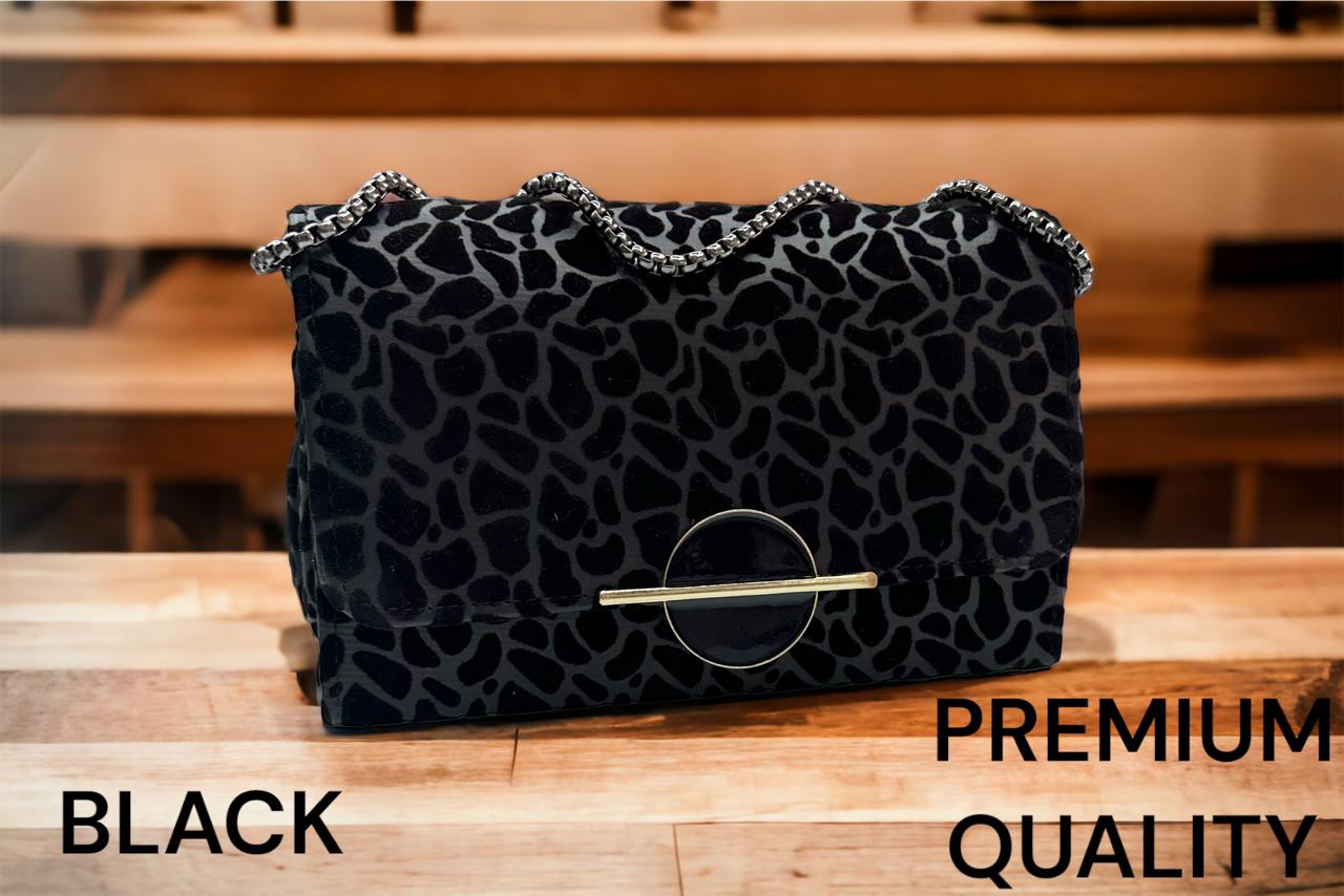 Wild Elegance: Cheetah Print Black Chain Handle Sling Bag